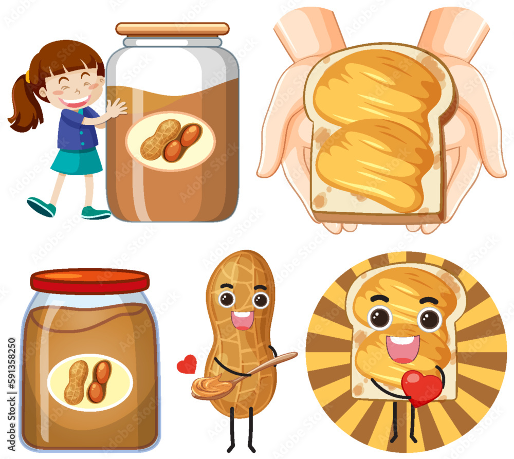 Peanut Butter Elements and Icons Set