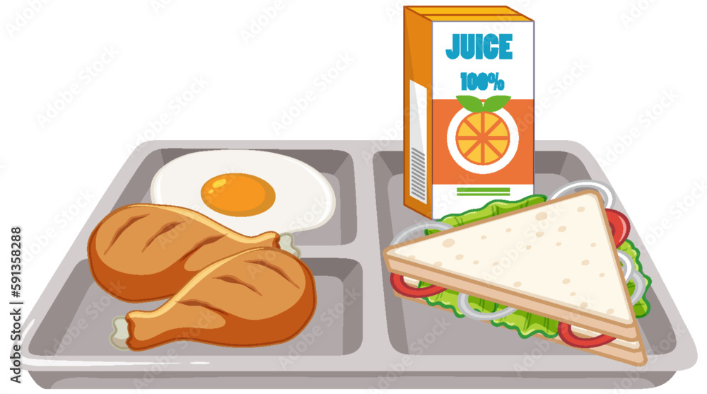 Breakfast Set on Tray Vector