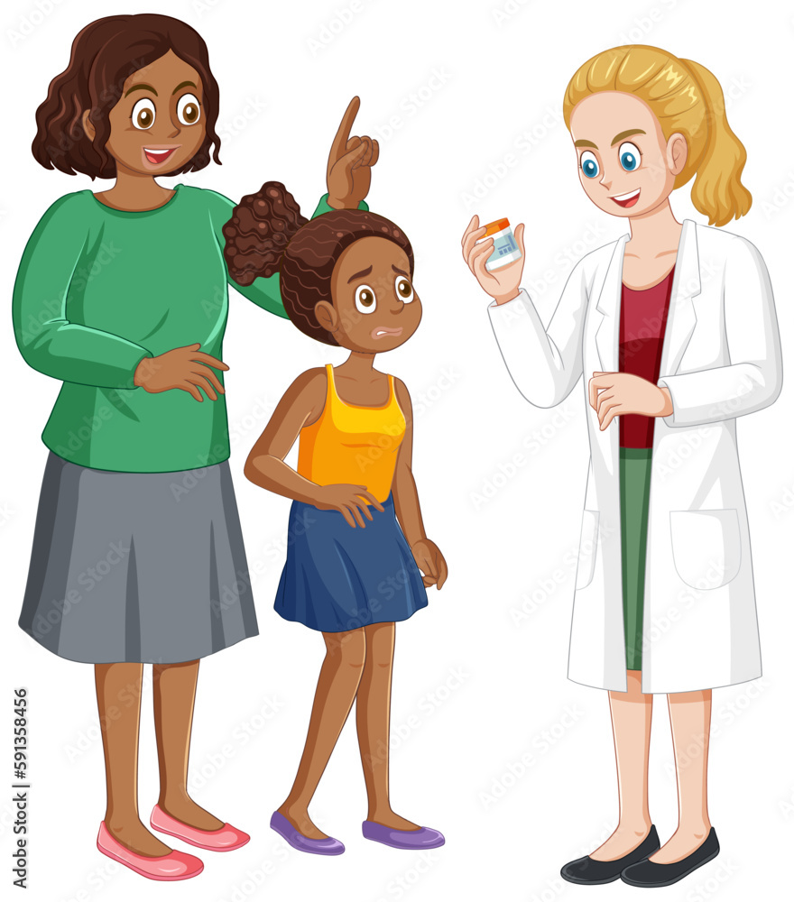 Mother and daughter visiting a doctor