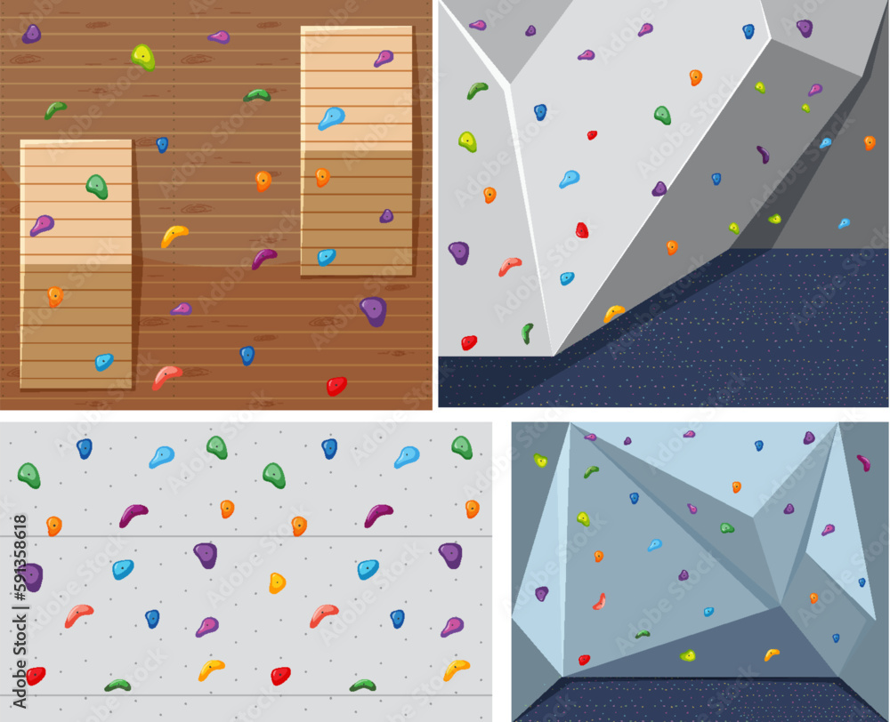 Rock Climbing Wall Vector Set