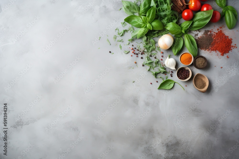  a table topped with lots of different types of vegetables and spices on top of a white tablecloth c