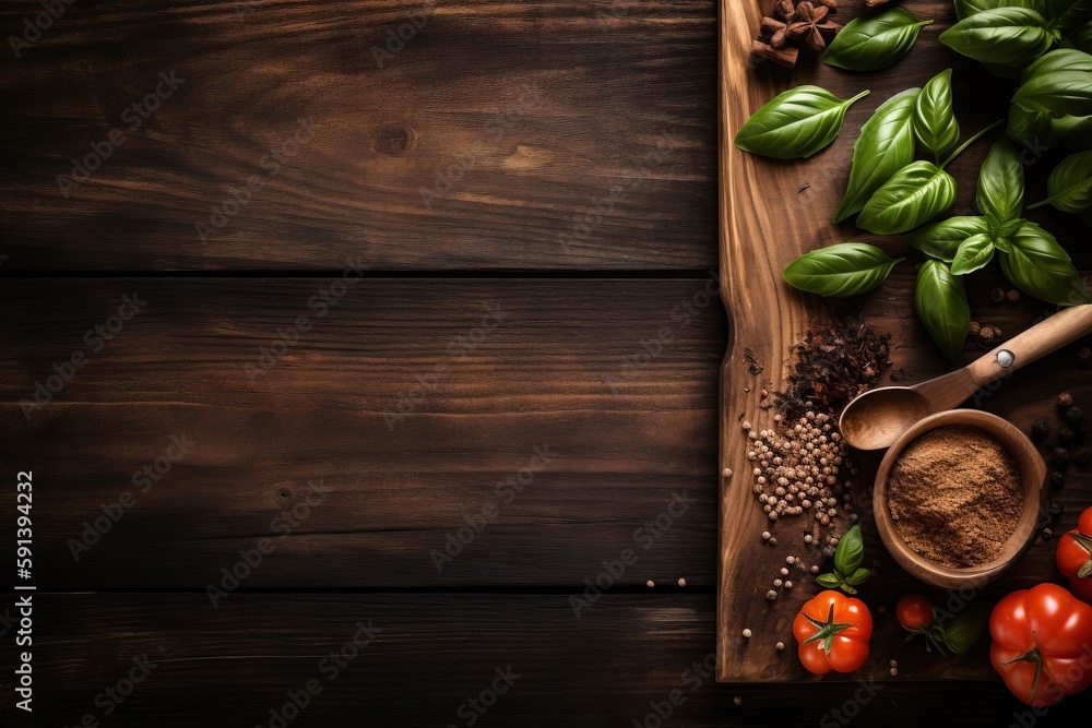  a wooden cutting board topped with lots of green vegetables and a wooden spoon next to a pile of sp