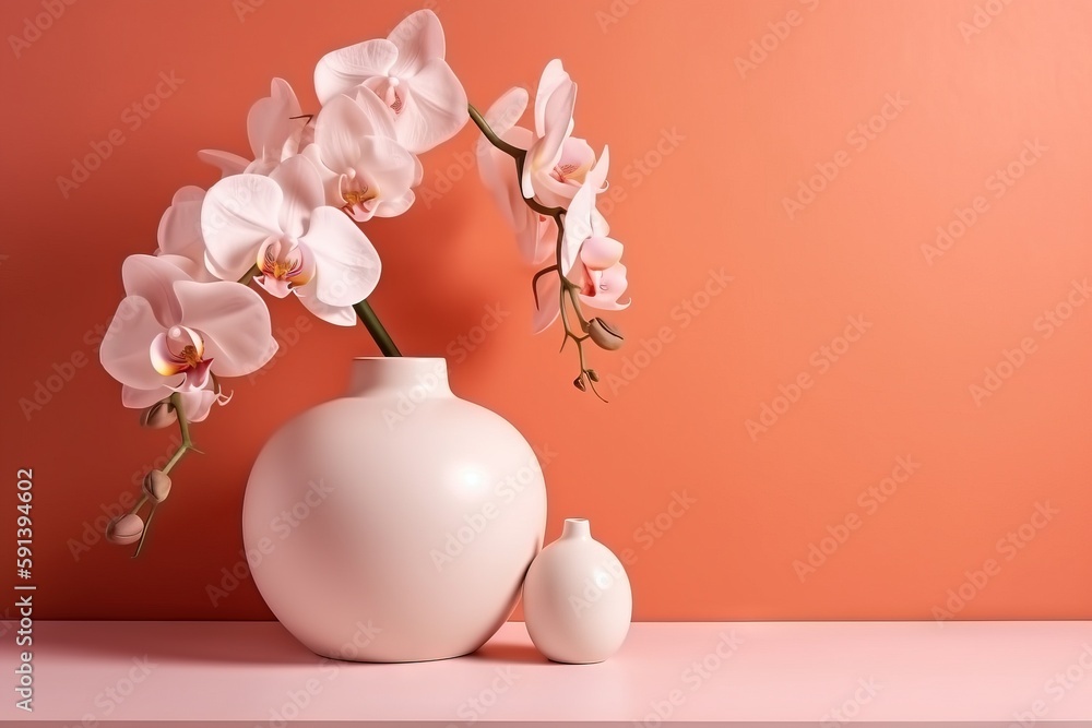  a white vase filled with pink flowers on top of a table next to a white vase with pink flowers in i