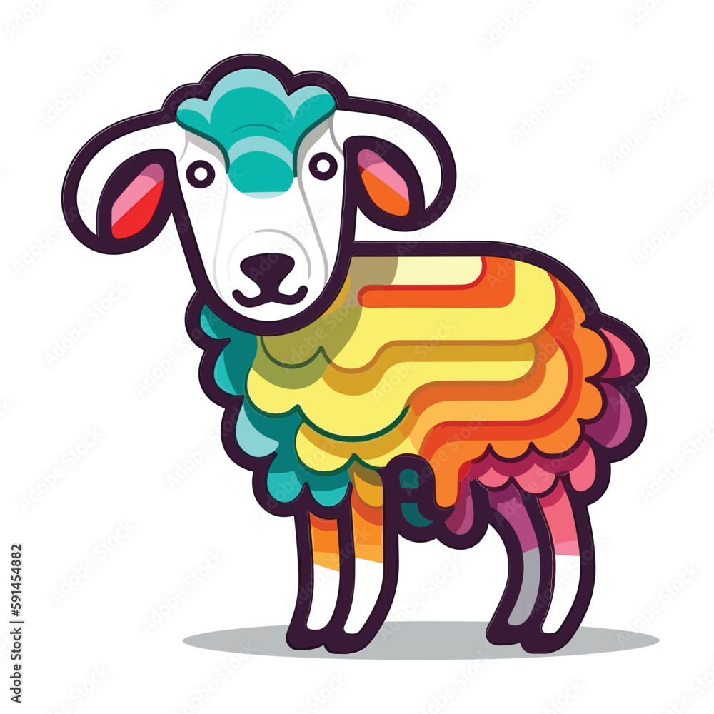 sheep  cartoon vector sticker isolated