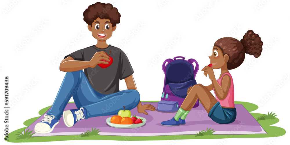 African American couple enjoying picnic