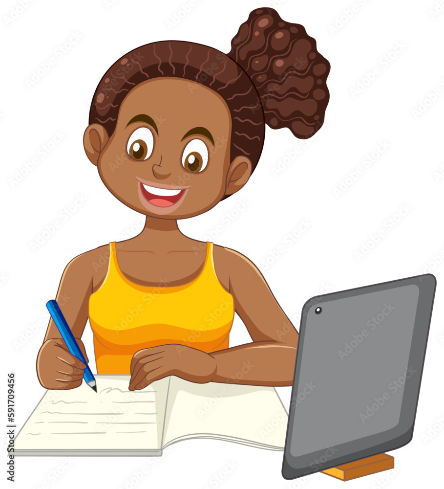 African American Teenage Girl Doing Homework