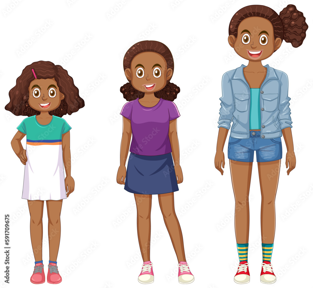 African American Girl at Different Ages