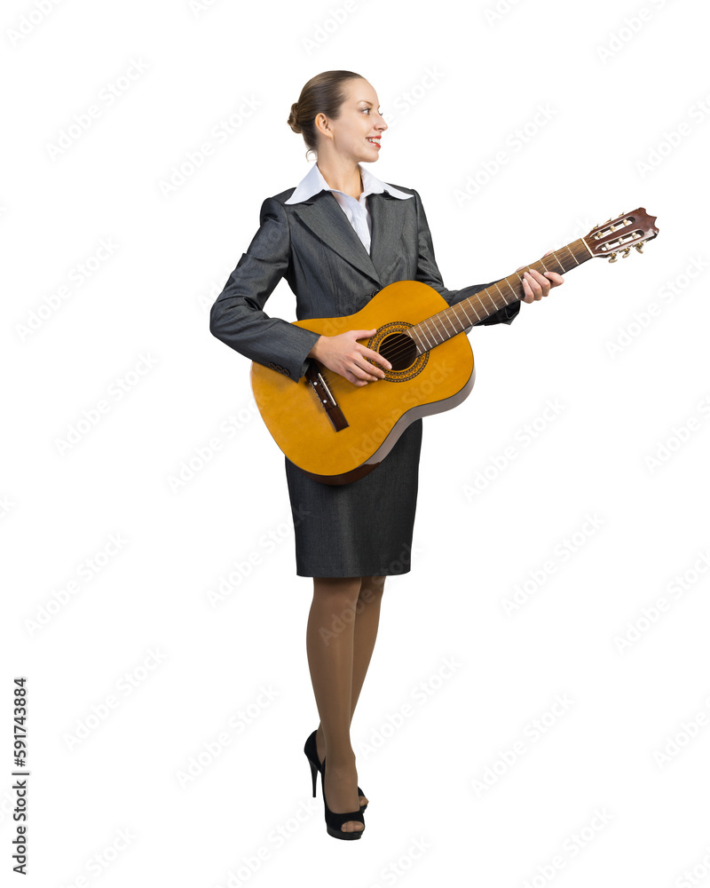 Business woman with acoustic guitar