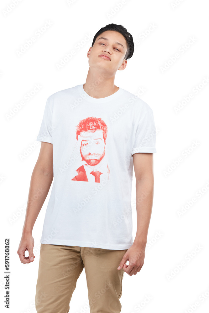 Portrait, fashion and an asian man on an isolated and transparent png background for clothes. Style,