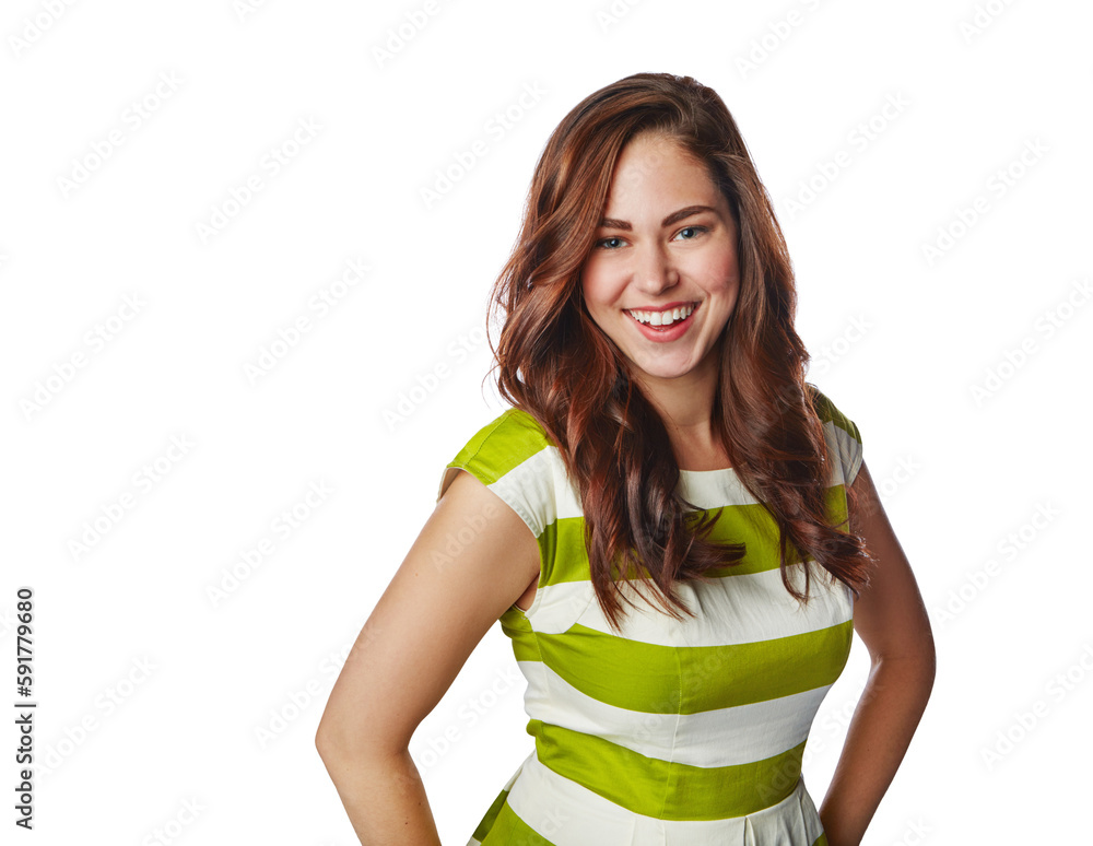 Woman, portrait or fashion clothes on an isolated and transparent png background in trendy, cool or 