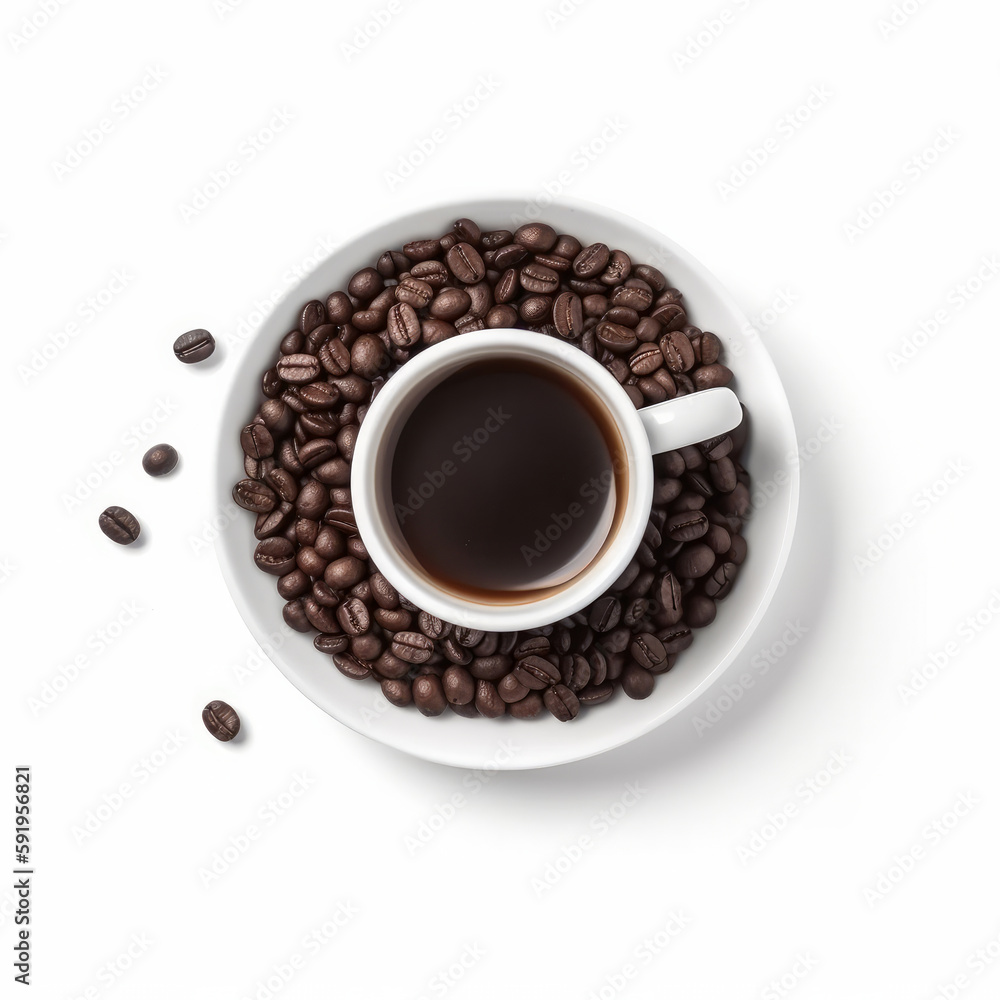 Espresso coffee cup isolated. Illustration AI Generative