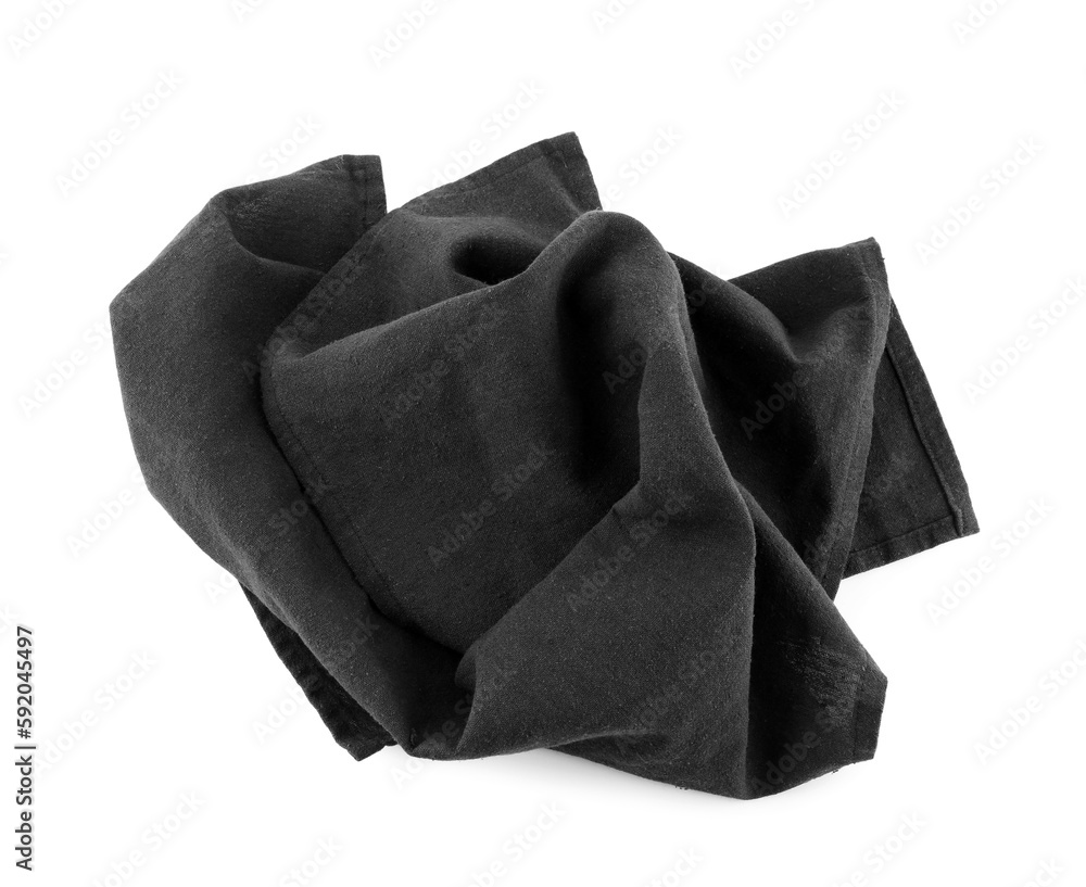 Black fabric napkin on white background