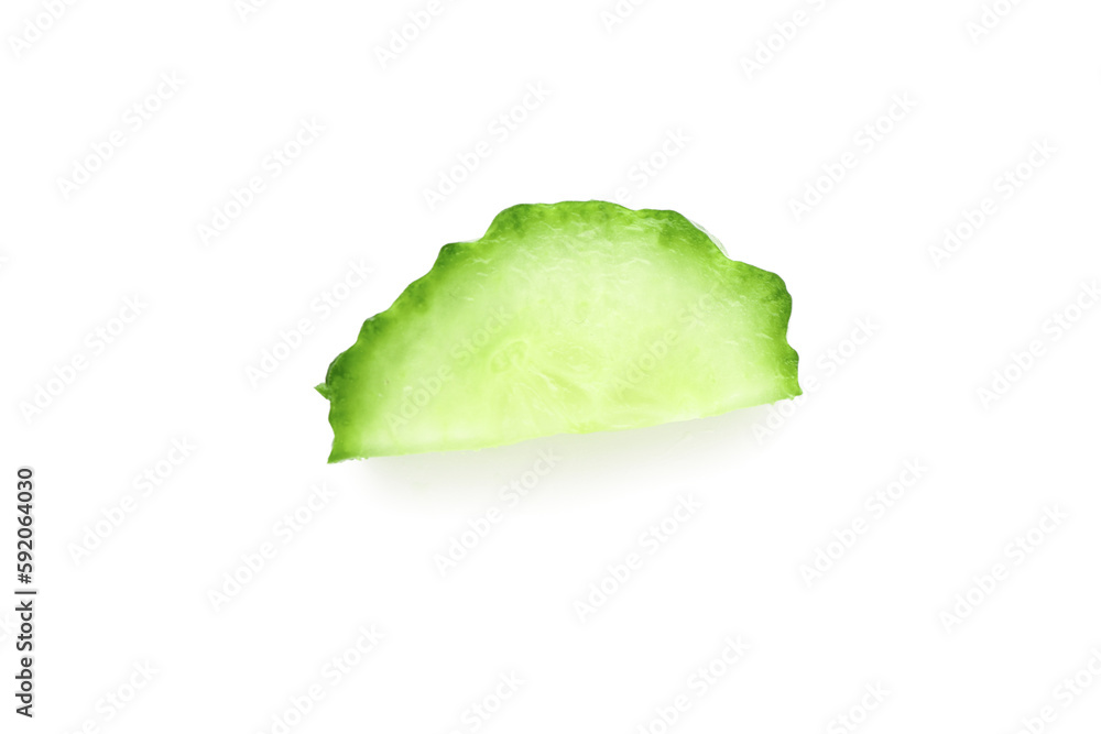 Piece of fresh cucumber isolated on white background