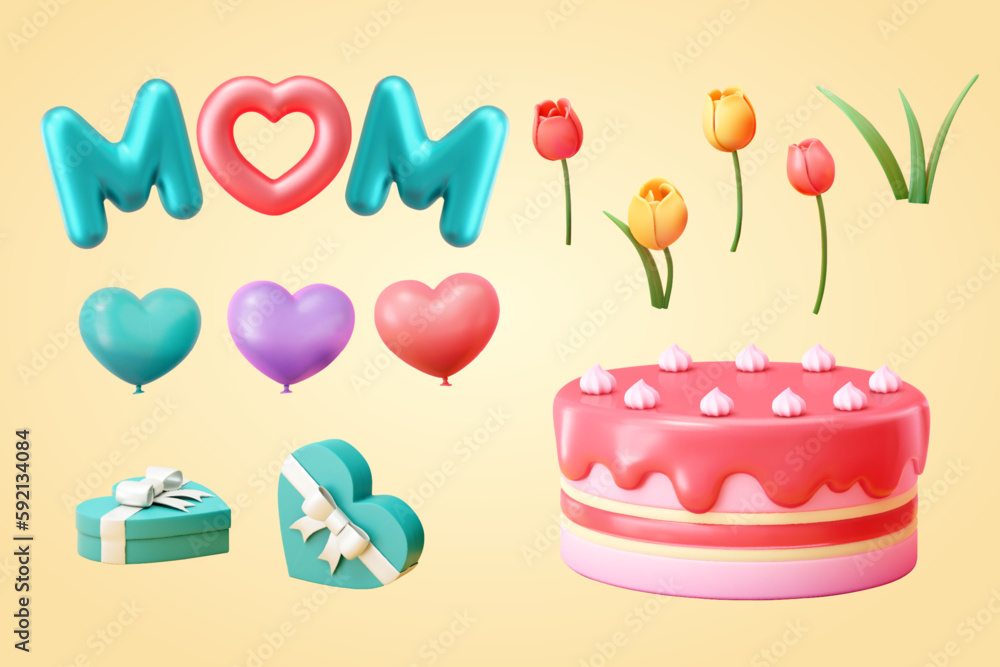 3D Mothers day decorations set