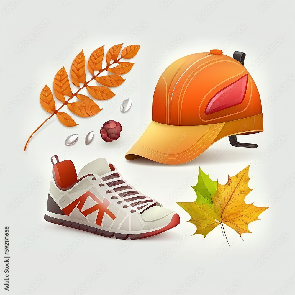 Autumn Cute Sport Icon on white isolated background. Generative AI