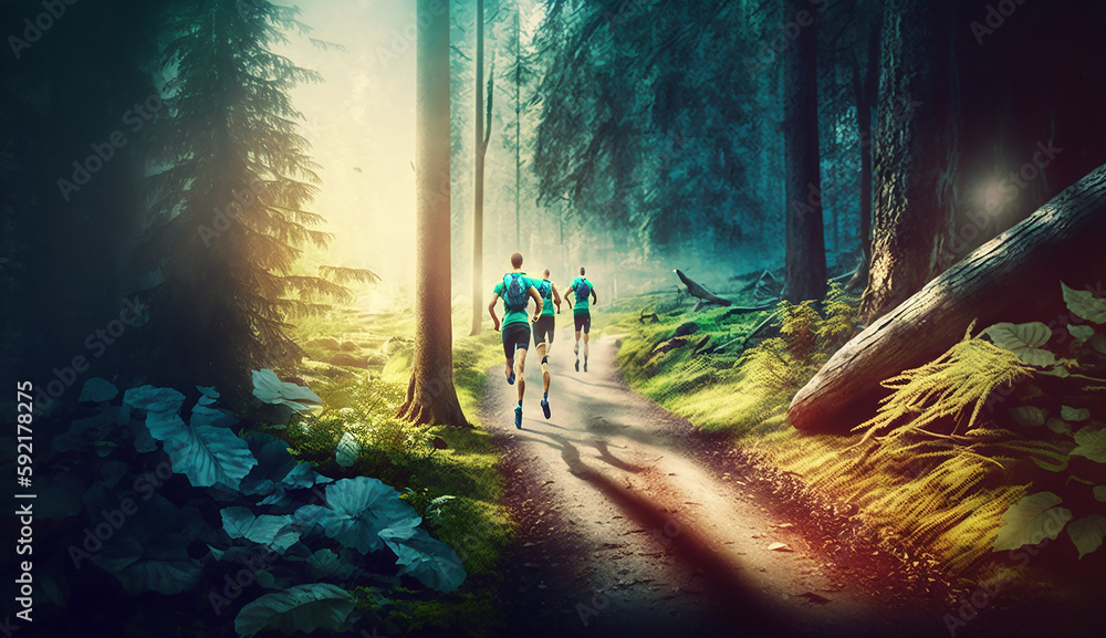 Trail Running Outdoor Sports and Activities Background. Generative AI