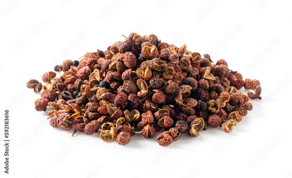 Sichuan pepper placed on a white background.