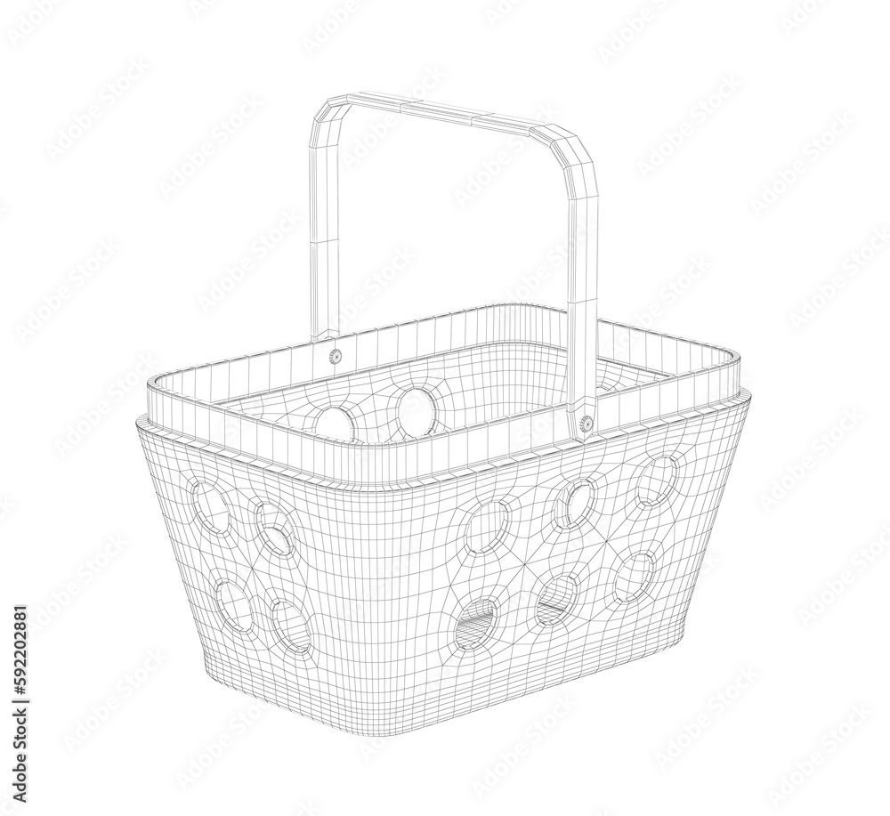 3D wire-frame model of shopping basket