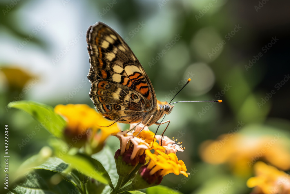 Butterfly on natural background. Illustration AI Generative.