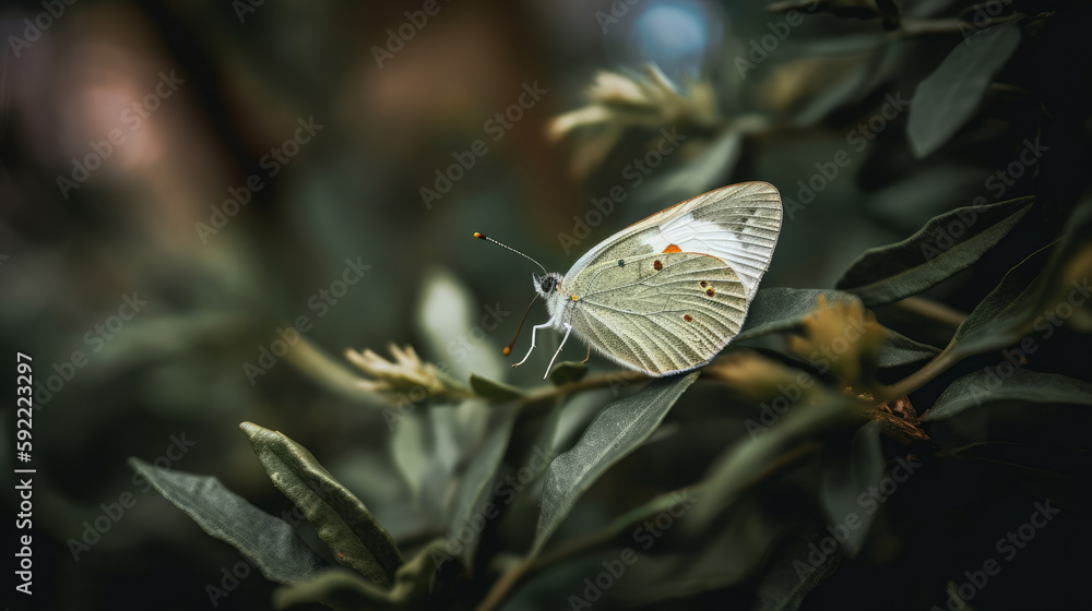 Butterfly on natural background. Illustration AI Generative.