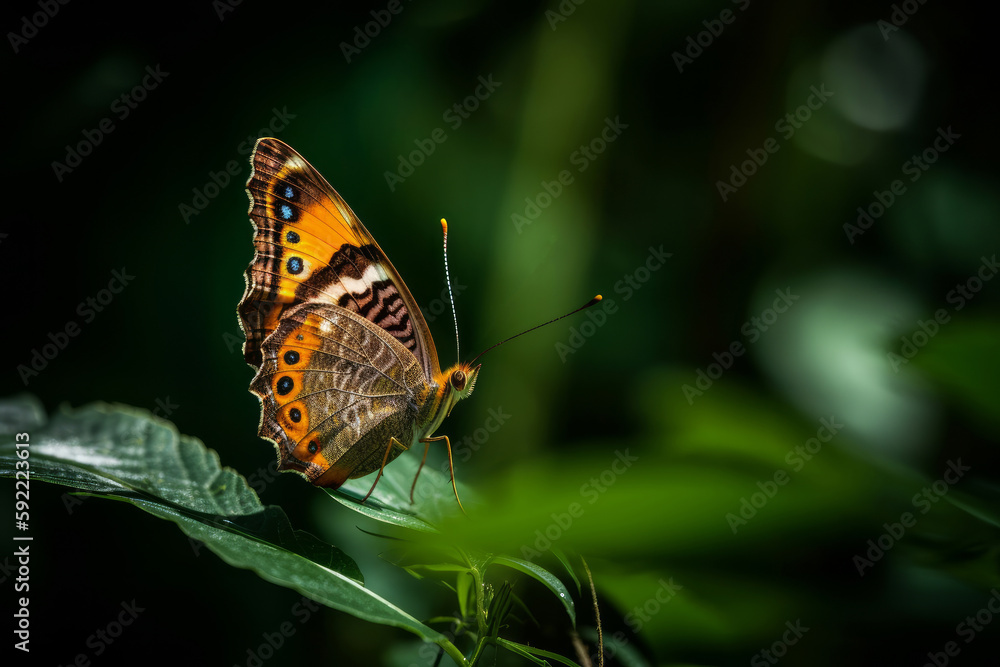 Butterfly on natural background. Illustration AI Generative.