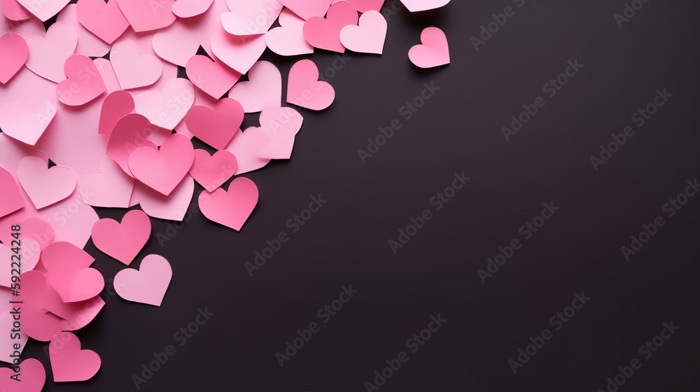 Paper hearts background. Illustration AI Generative.