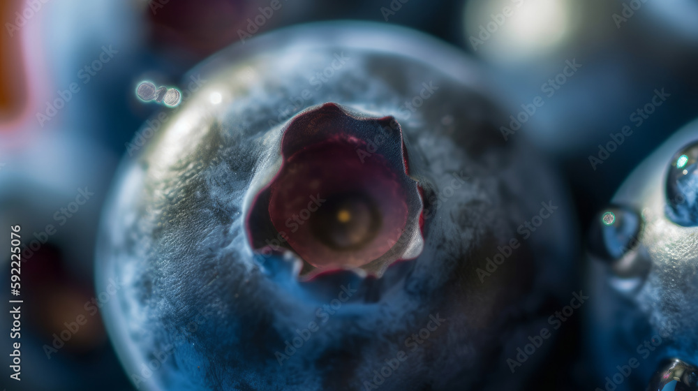 Blueberry macro background. Illustration AI Generative.