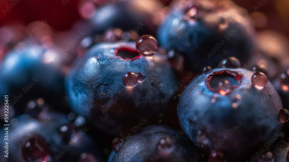 Blueberry macro background. Illustration AI Generative.