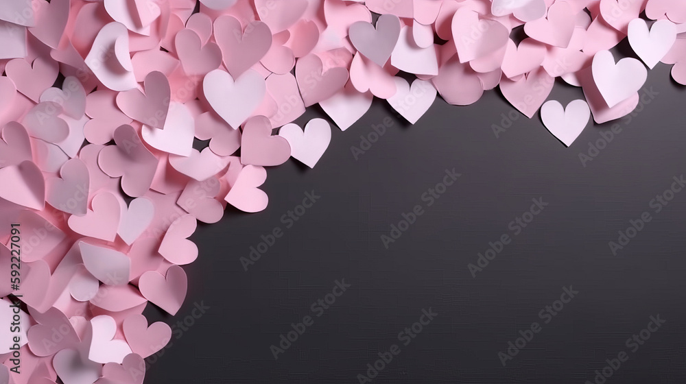 Paper hearts background. Illustration AI Generative.