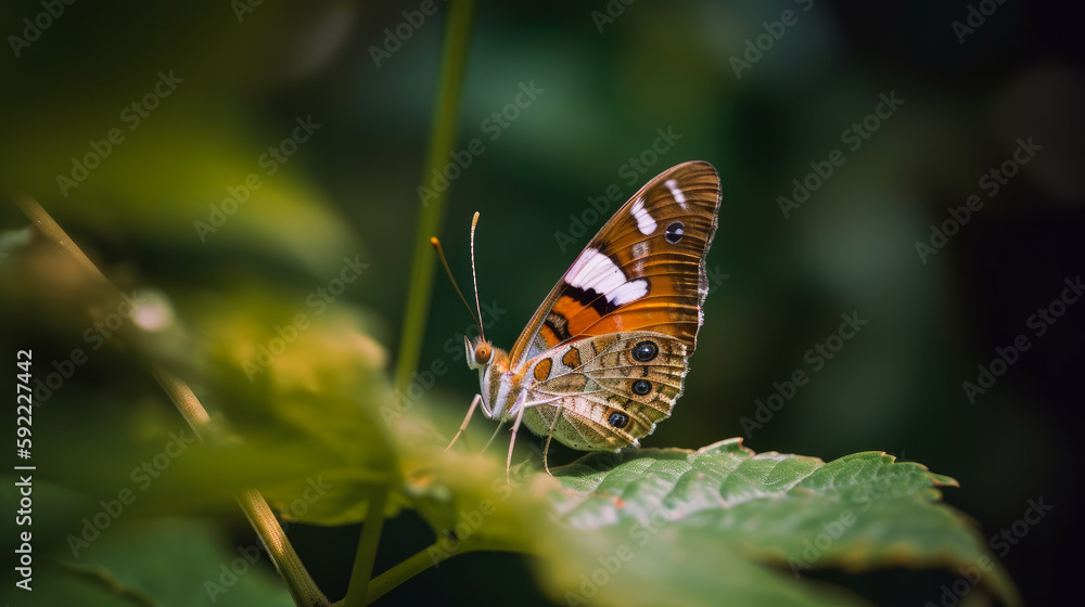 Butterfly on natural background. Illustration AI Generative.