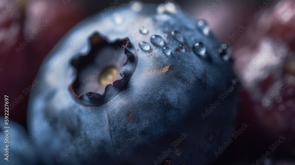 Blueberry macro background. Illustration AI Generative.