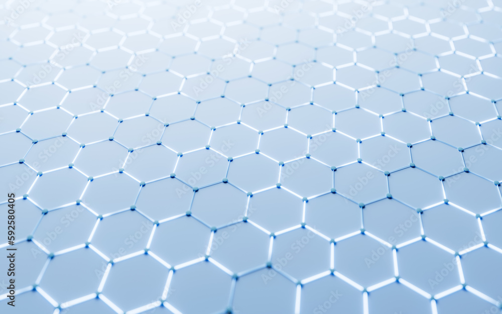 Hexagonal structure background, 3d rendering.