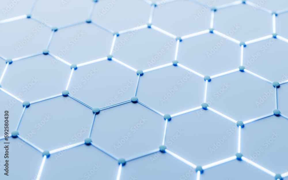 Hexagonal structure background, 3d rendering.