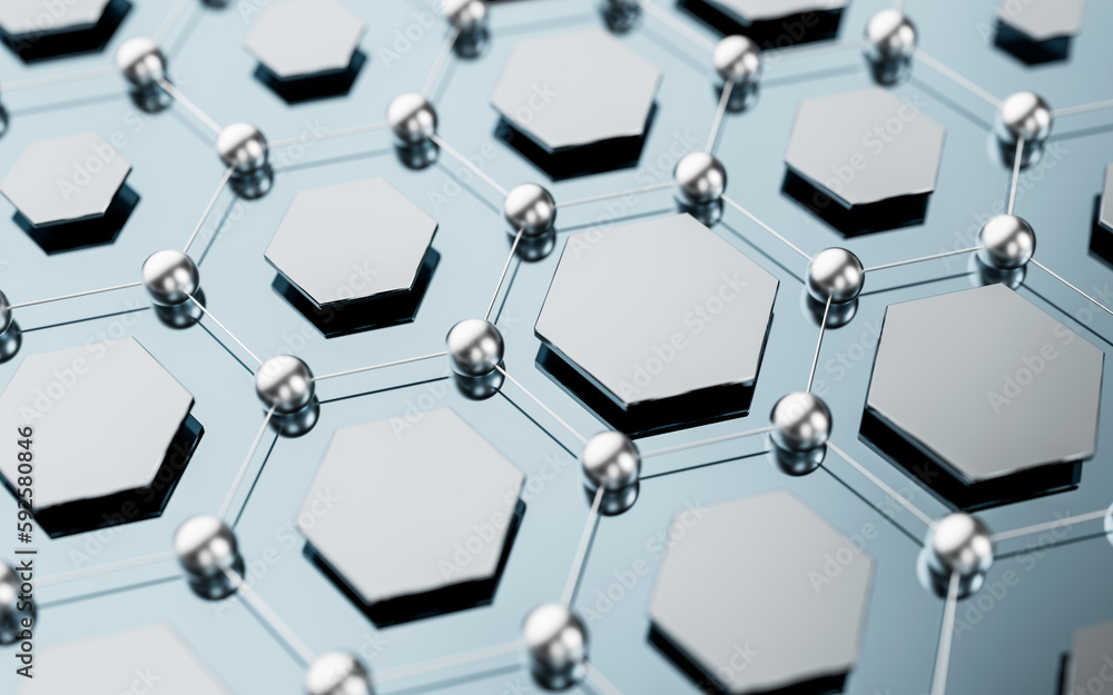 Hexagonal structure background, 3d rendering.