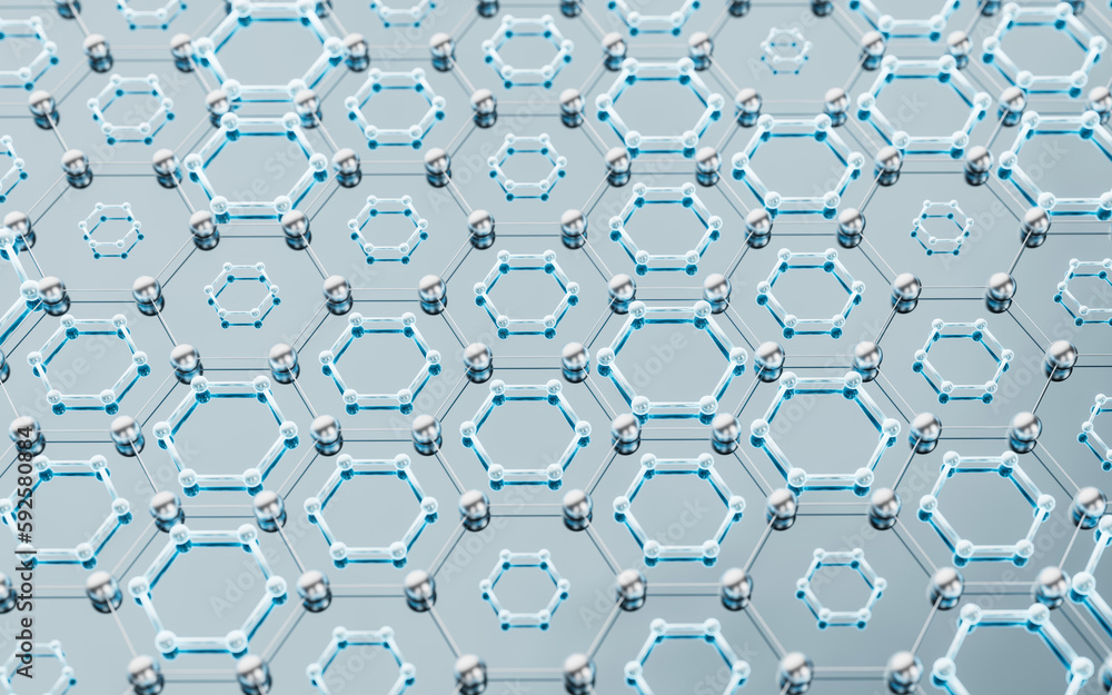 Hexagonal structure background, 3d rendering.