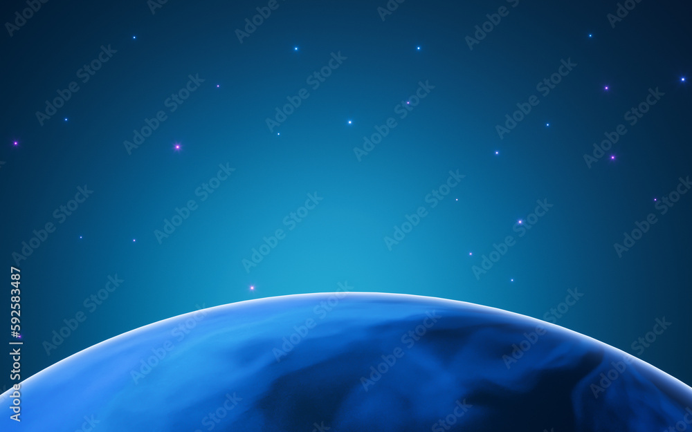 Cartoon style planet in the outer space, 3d rendering.