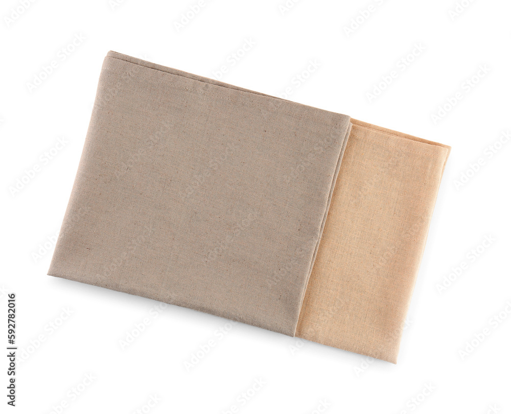 New folded napkins on white background