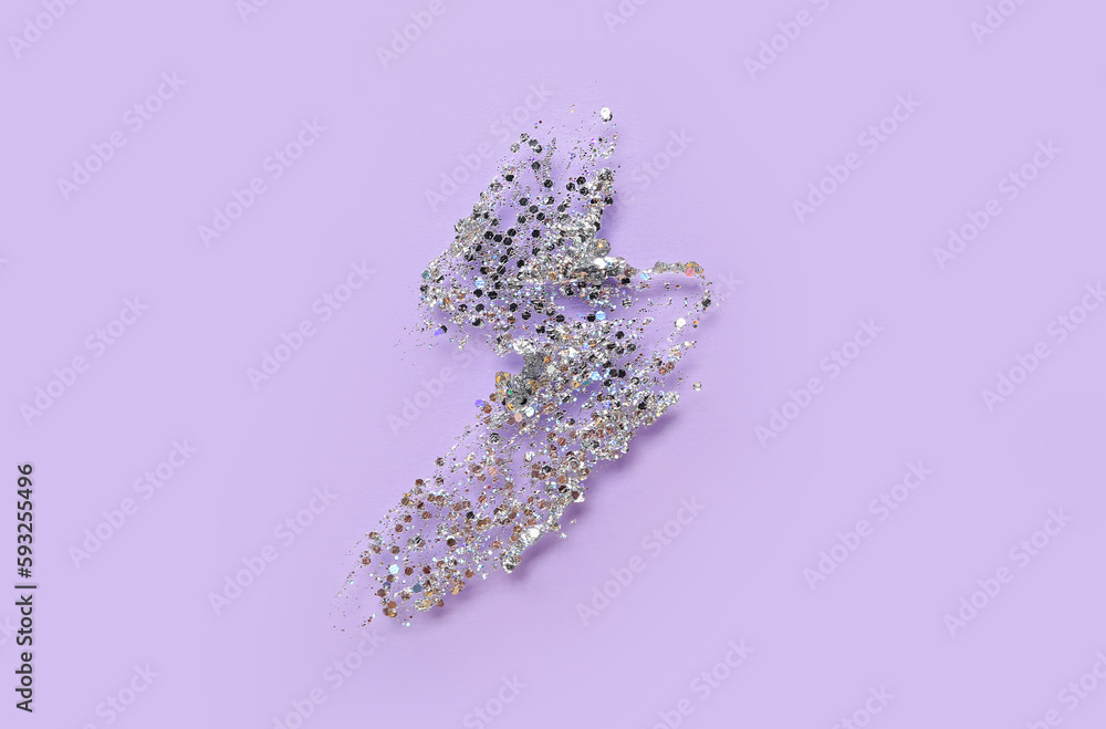 Glitter stroke on lilac background