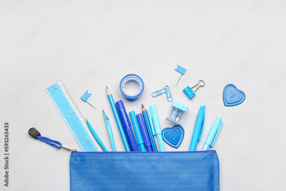 Stationery supplies on white background