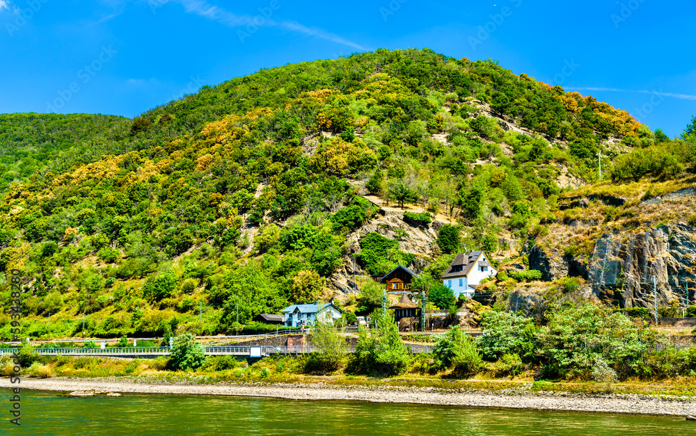 Houses at Kaub in the Upper Middle Rhine Valley, UNESCO world heritage in Germany