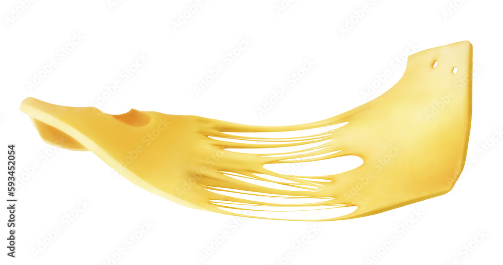 Melted cheese in the air on a white background