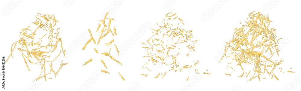 Cheese shavings set on a white isolated background