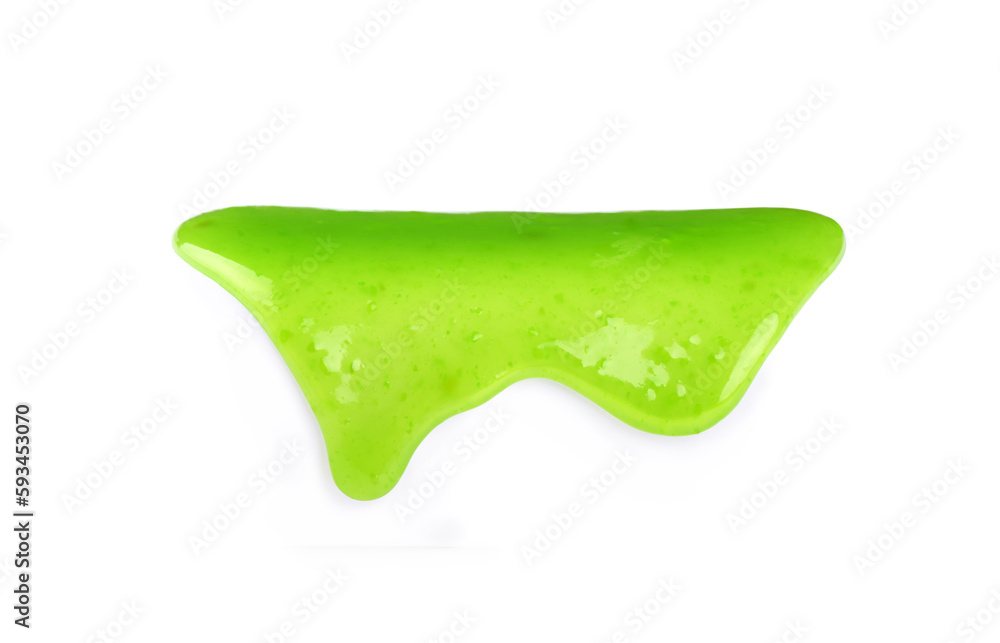 drip of pistachio topping on white background