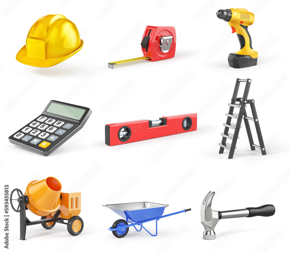 construction tool set isolated