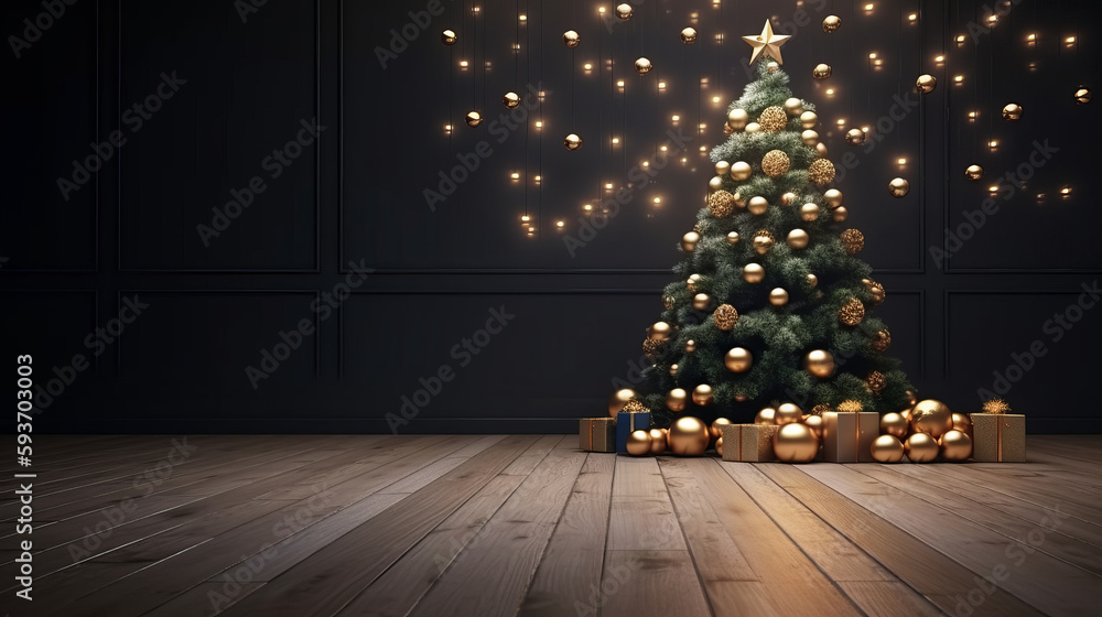 Merry Christmas Holiday Background. Illustration AI Generative.