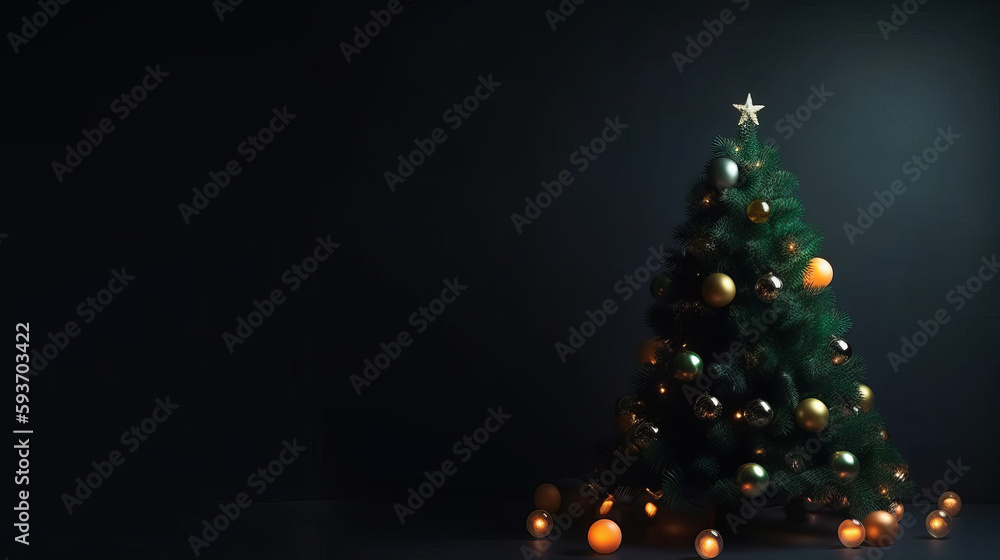 Merry Christmas Holiday Background. Illustration AI Generative.