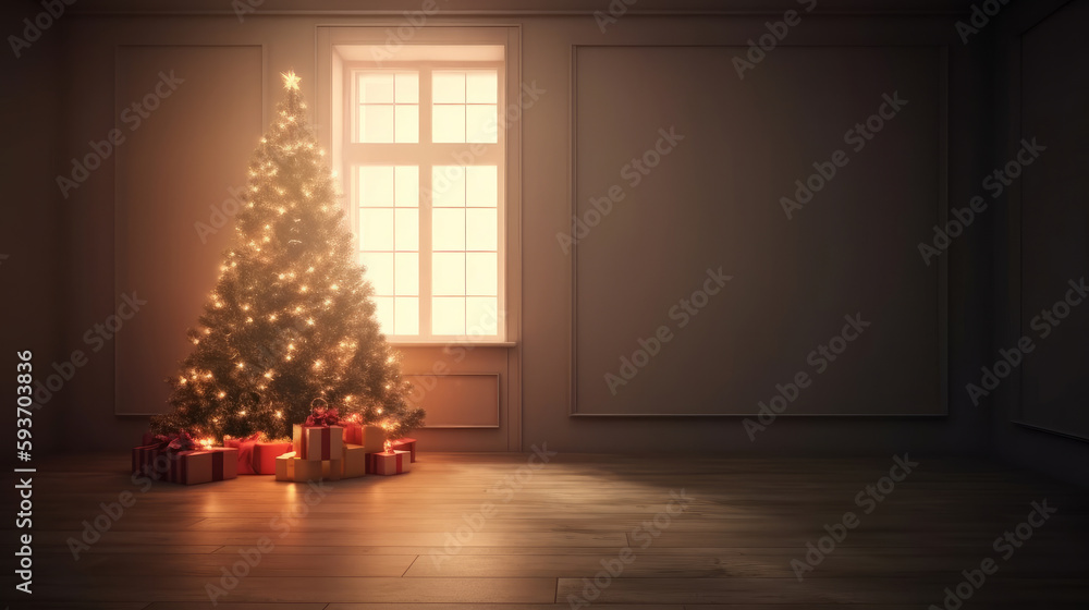 Merry Christmas Holiday Background. Illustration AI Generative.