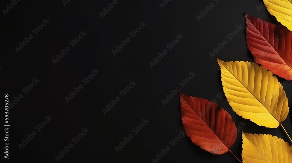 Autumn background with falling leaves. Illustration AI Generative