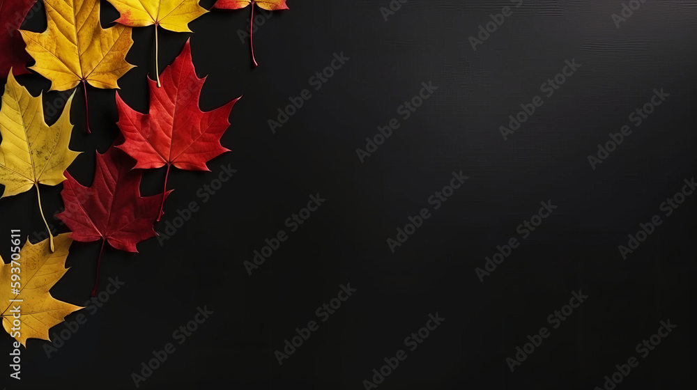 Autumn background with falling leaves. Illustration AI Generative