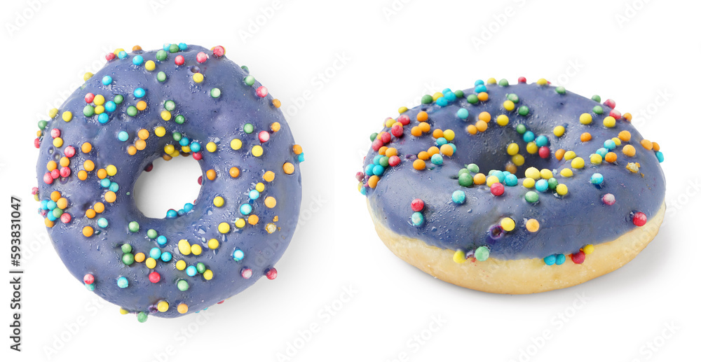 Sweet donuts on white background